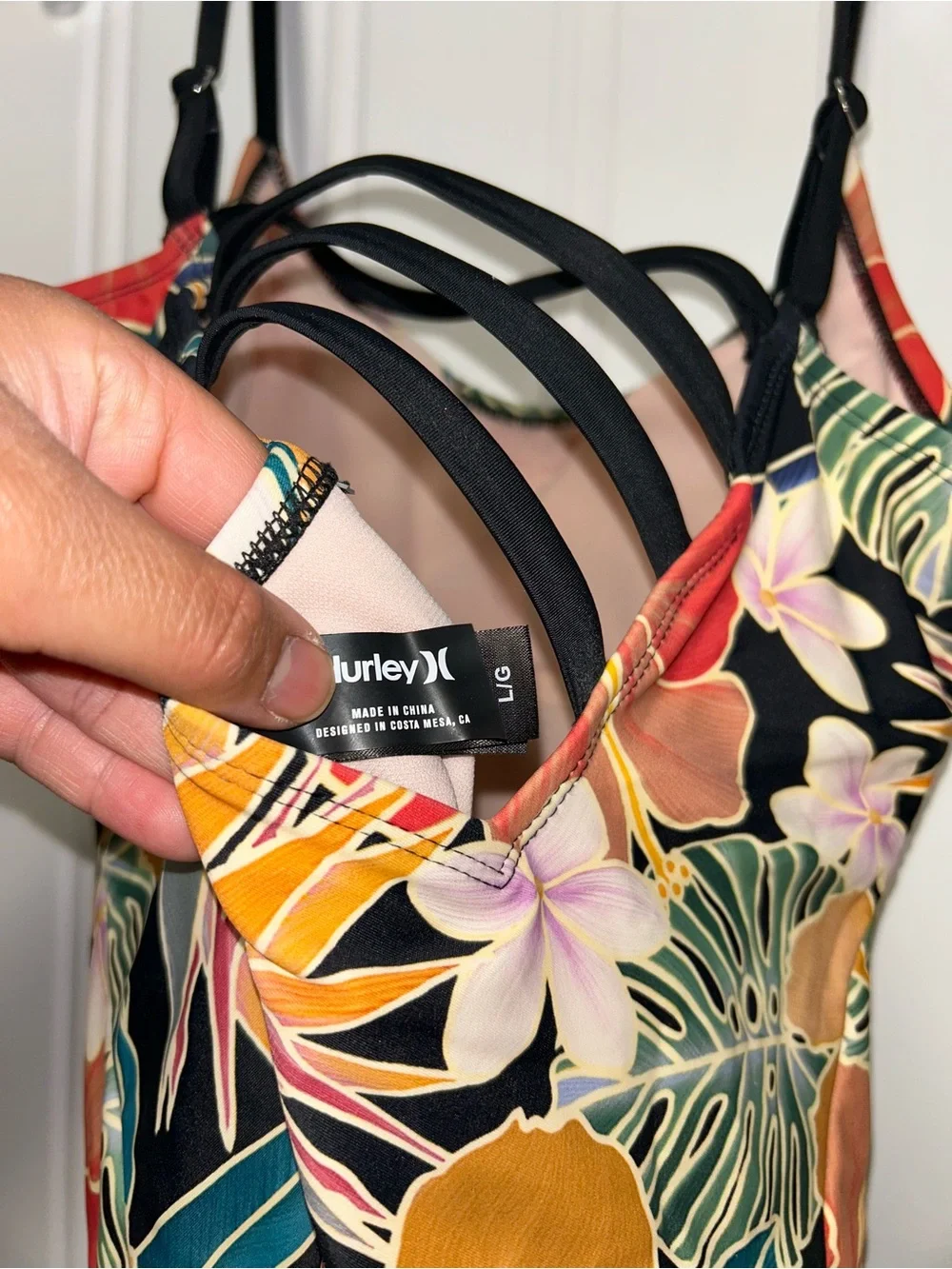 Hurley Paradise Tropical Floral Print one piece bathing suit women’s large